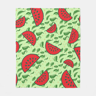 Leaf pattern and Watermelons Fleece Blanket