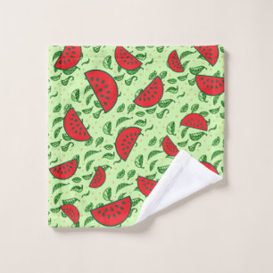 Leaf pattern and Watermelons Wash Cloth