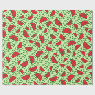 Leaf pattern and Watermelons Wrapping Paper