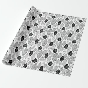 Leaf Pattern - Black on White Wrapping Paper