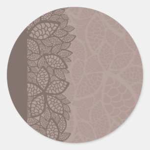 Leaf pattern border and background classic round sticker