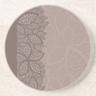 Leaf pattern border and background coaster