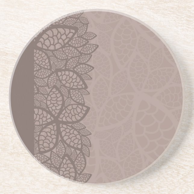 Leaf pattern border and background coaster (Front)