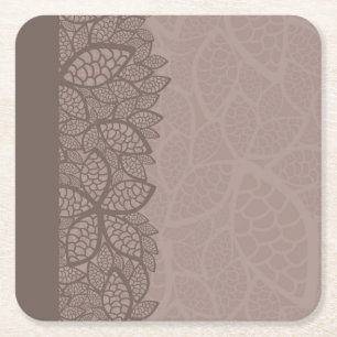 Leaf pattern border and background square paper coaster