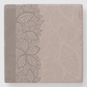 Leaf pattern border and background stone coaster