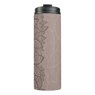 Leaf pattern border and background thermal tumbler