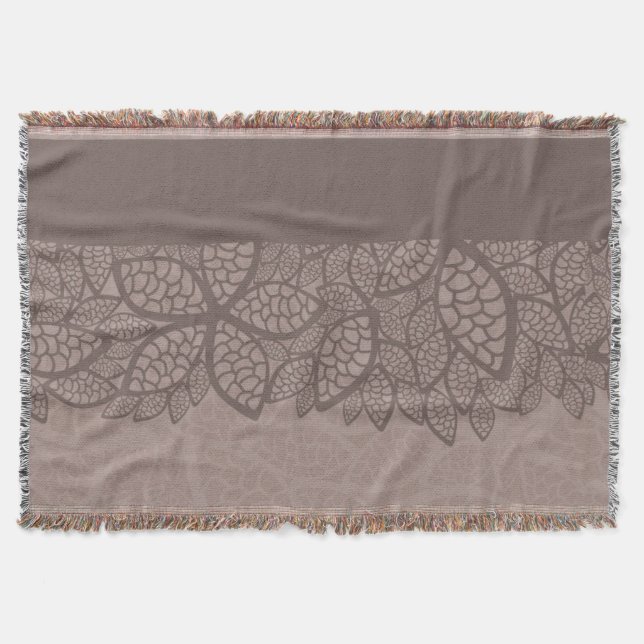 Leaf pattern border and background throw blanket (Front)