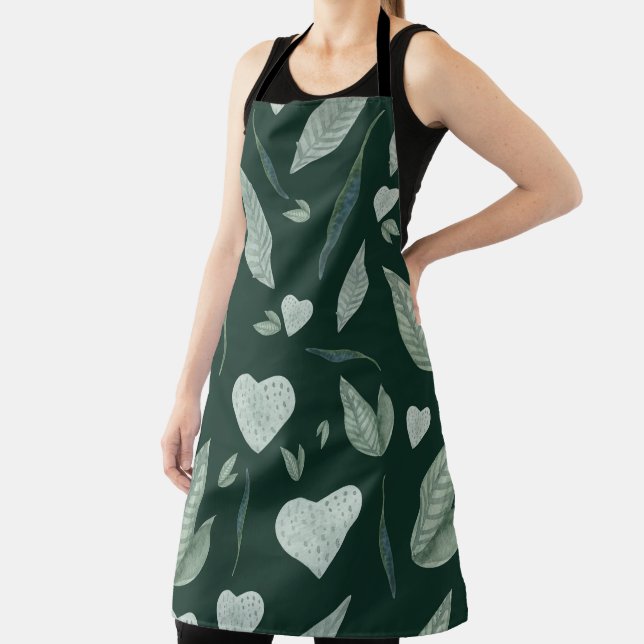 Leaf Pattern Botanical Boho Kitchen Apron (Insitu)