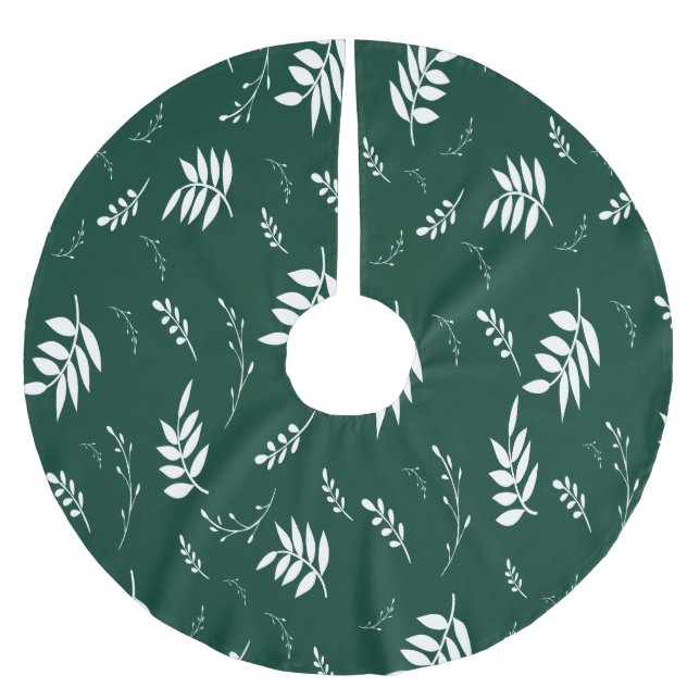 leaf pattern brushed polyester tree skirt (Front)