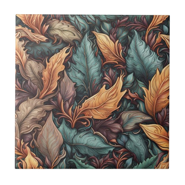 Leaf Pattern Ceramic Tile (Front)