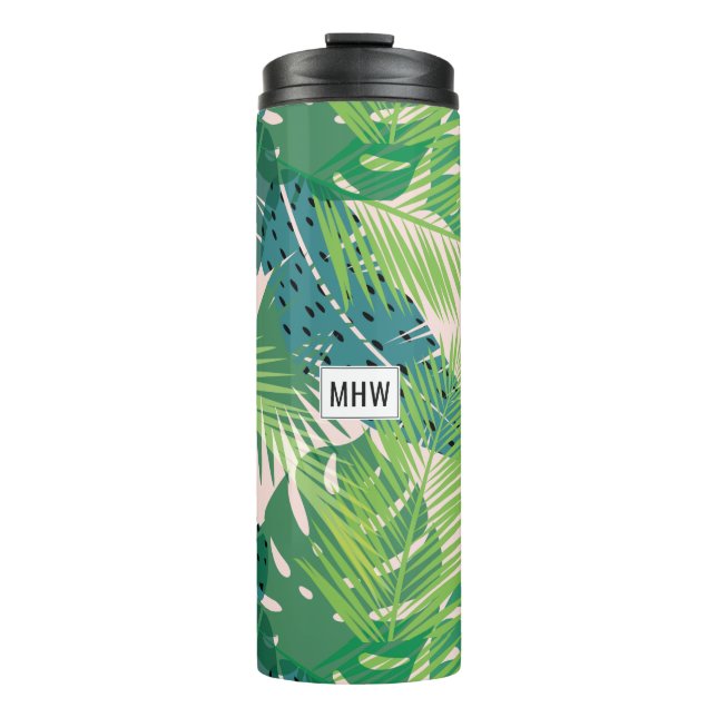 Leaf Pattern custom monogram tumbler (Front)
