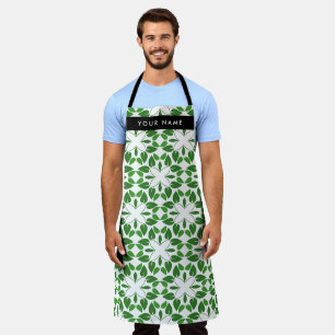Leaf Pattern, Green Leaves, Your Name Apron