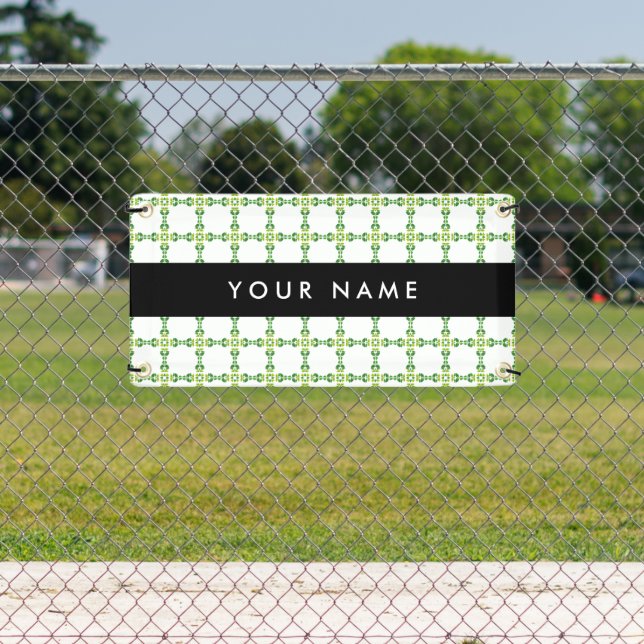 Leaf Pattern, Green Leaves, Your Name Banner (Insitu)