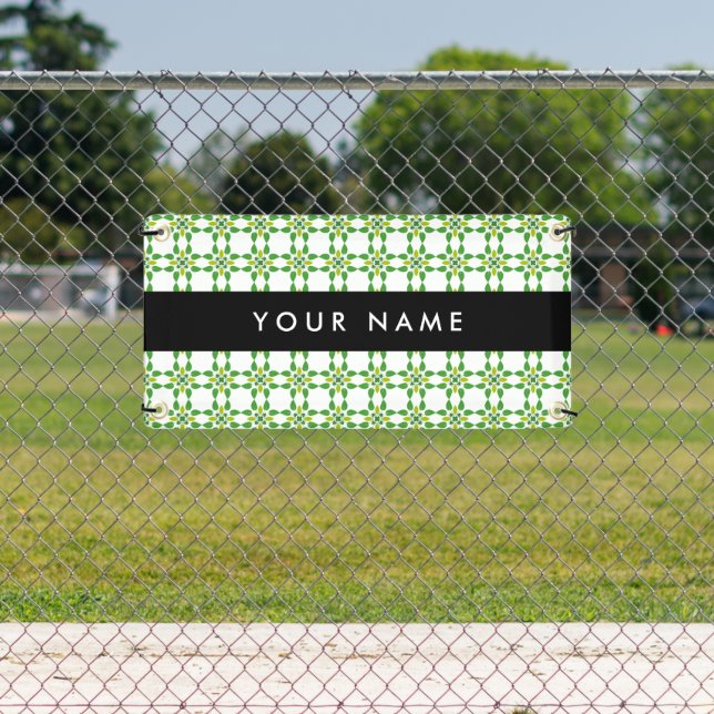 Leaf Pattern, Green Leaves, Your Name Banner (Insitu)