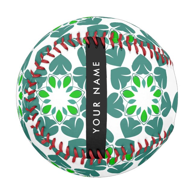 Leaf Pattern, Green Leaves, Your Name Baseball (Front Left)