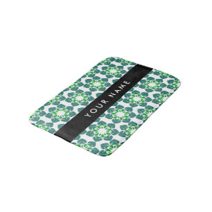 Leaf Pattern, Green Leaves, Your Name Bath Mat