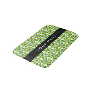 Leaf Pattern, Green Leaves, Your Name Bath Mat