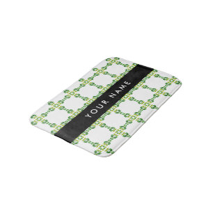 Leaf Pattern, Green Leaves, Your Name Bath Mat