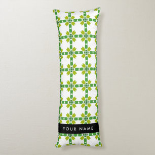 Leaf Pattern, Green Leaves, Your Name Body Cushion