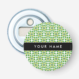 Leaf Pattern, Green Leaves, Your Name Bottle Opener