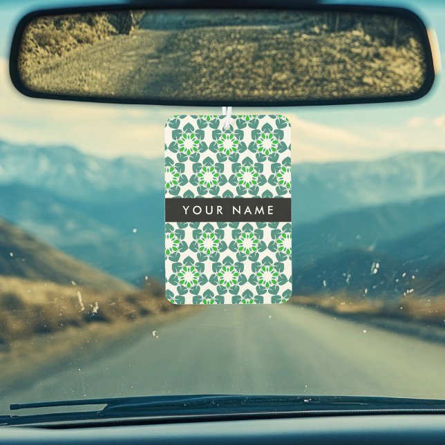 Leaf Pattern, Green Leaves, Your Name Car Air Freshener (Creator Uploaded)