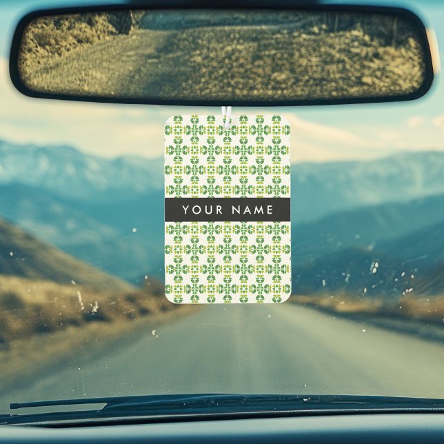 Leaf Pattern, Green Leaves, Your Name Car Air Freshener (Creator Uploaded)