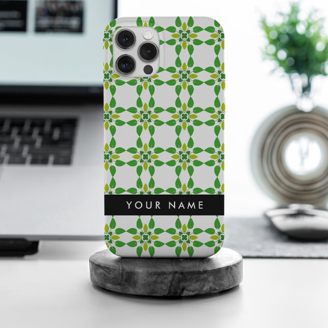 Leaf Pattern, Green Leaves, Your Name Case-Mate iPhone Case (Creator Uploaded)