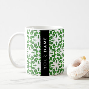 Leaf Pattern, Green Leaves, Your Name Coffee Mug