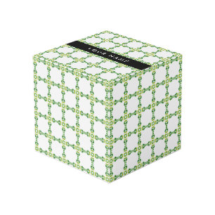 Leaf Pattern, Green Leaves, Your Name Cube