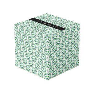 Leaf Pattern, Green Leaves, Your Name Cube