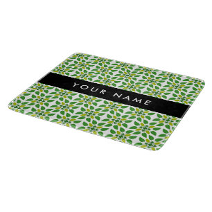 Leaf Pattern, Green Leaves, Your Name Cutting Board