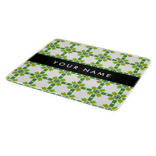 Leaf Pattern, Green Leaves, Your Name Cutting Board