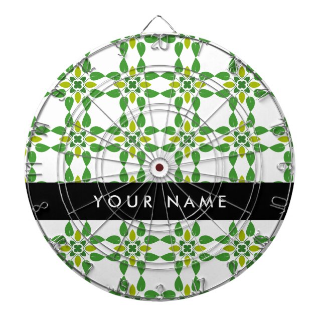 Leaf Pattern, Green Leaves, Your Name Dartboard (Front)