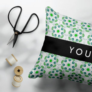 Leaf Pattern, Green Leaves, Your Name Decorative Cushion