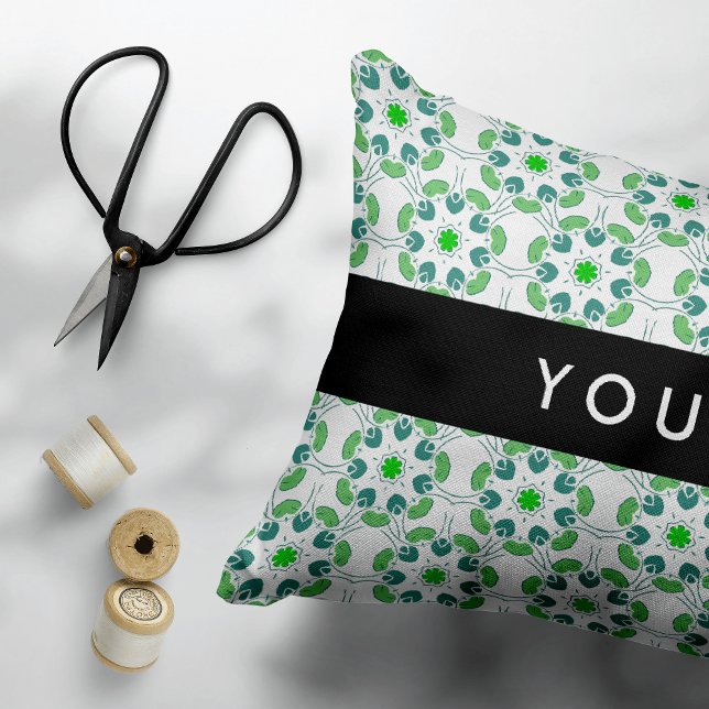 Leaf Pattern, Green Leaves, Your Name Decorative Cushion (Creator Uploaded)
