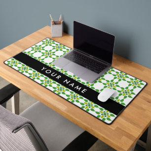 Leaf Pattern, Green Leaves, Your Name Desk Mat