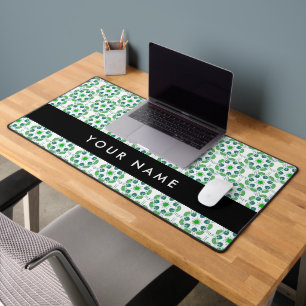Leaf Pattern, Green Leaves, Your Name Desk Mat