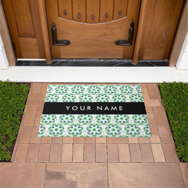 Leaf Pattern, Green Leaves, Your Name Doormat (Outdoor)