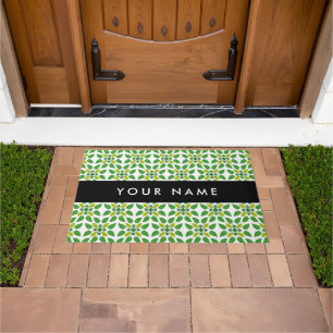 Leaf Pattern, Green Leaves, Your Name Doormat