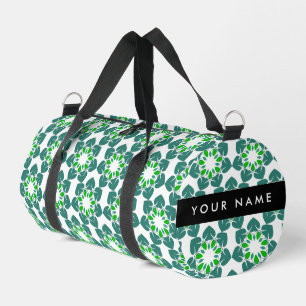 Leaf Pattern, Green Leaves, Your Name Duffle Bag