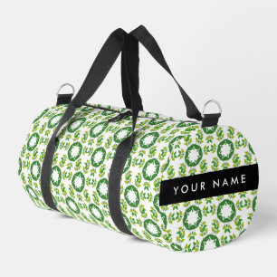 Leaf Pattern, Green Leaves, Your Name Duffle Bag