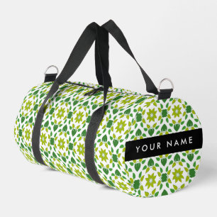 Leaf Pattern, Green Leaves, Your Name Duffle Bag