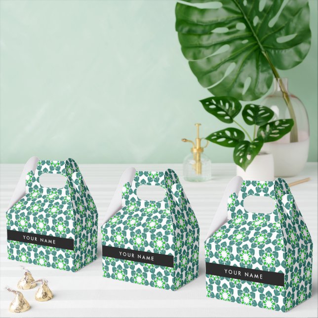 Leaf Pattern, Green Leaves, Your Name Favour Box (Multiple)