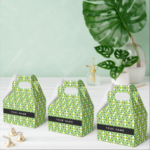 Leaf Pattern, Green Leaves, Your Name Favour Box