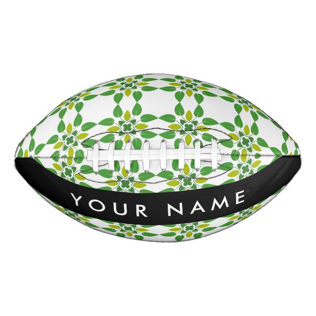 Leaf Pattern, Green Leaves, Your Name Football (Front)