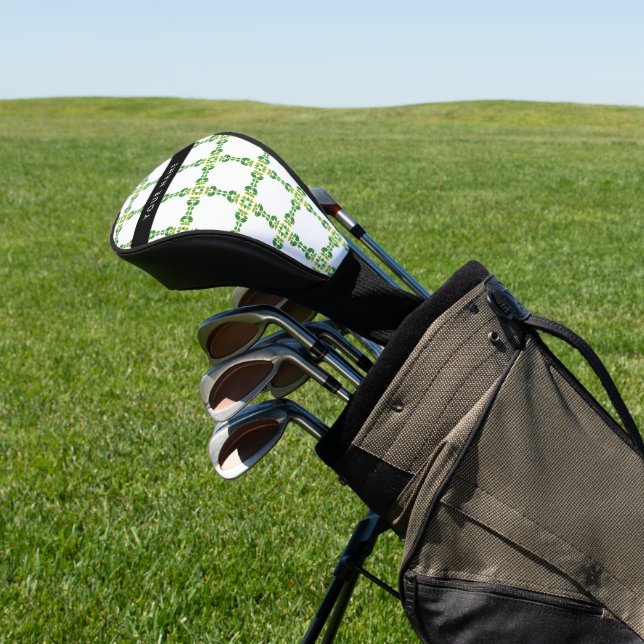 Leaf Pattern, Green Leaves, Your Name Golf Head Cover (In Situ)