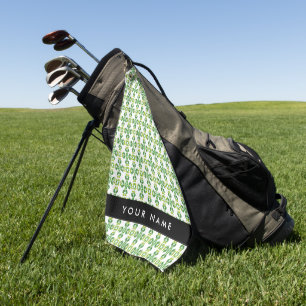 Leaf Pattern, Green Leaves, Your Name Golf Towel
