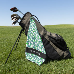 Leaf Pattern, Green Leaves, Your Name Golf Towel