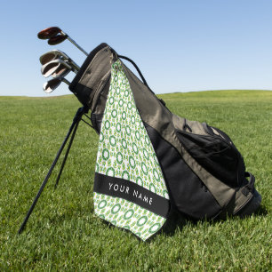 Leaf Pattern, Green Leaves, Your Name Golf Towel
