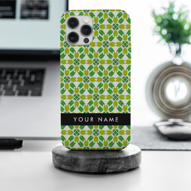 Leaf Pattern, Green Leaves, Your Name iPhone Case (Creator Uploaded)